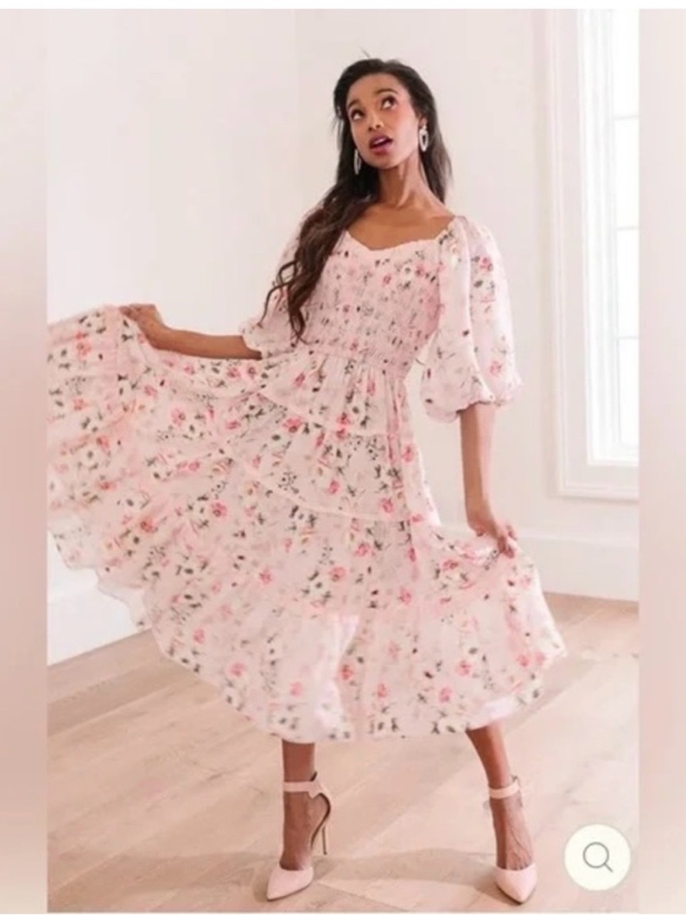 Ivy City Co Roselyn Pink floral dress size Small